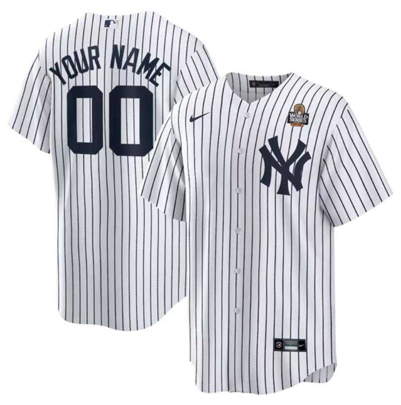 Mens New York Yankees Active Player Custom White 2024 World Series Cool Base Stitched Baseball Jersey